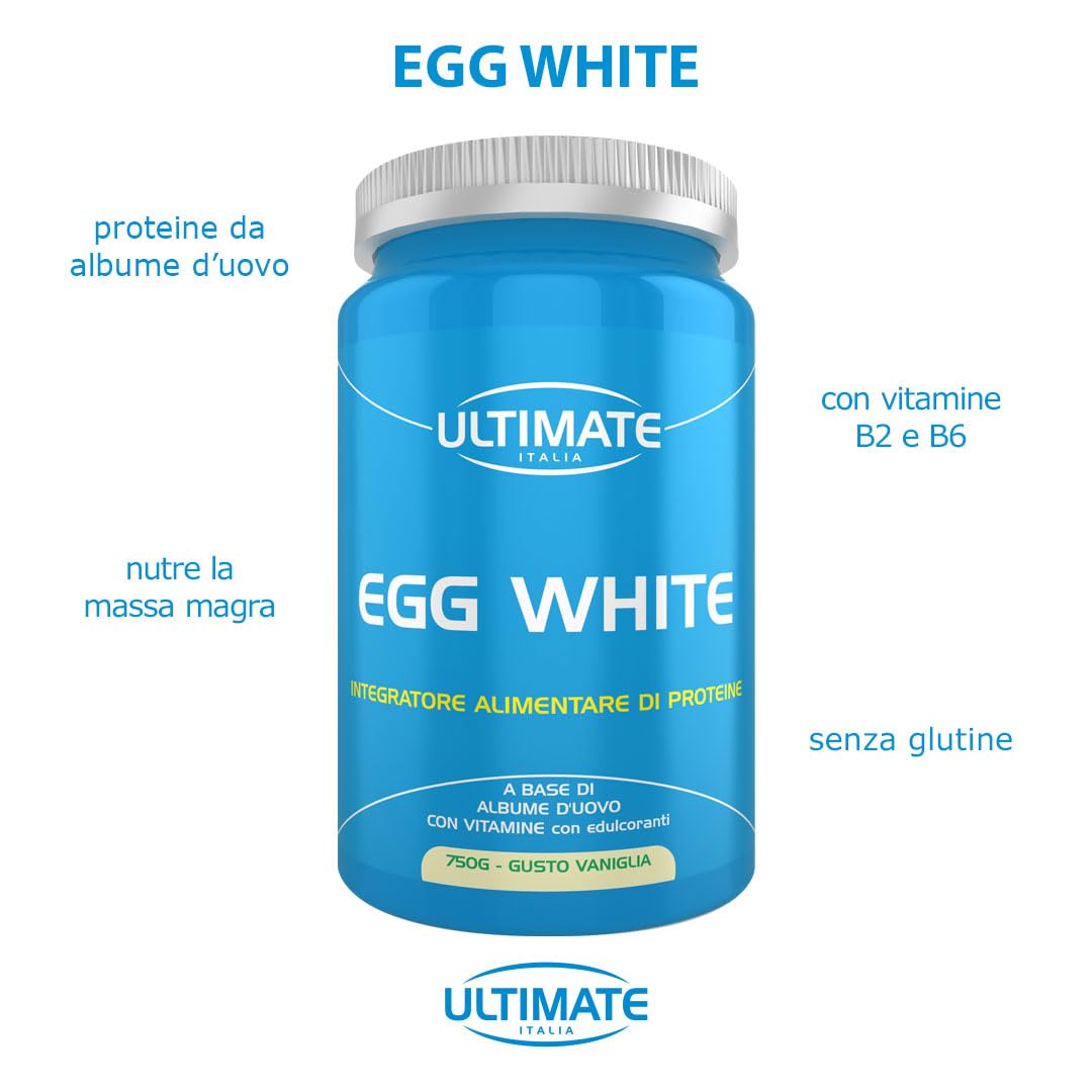 Ultimate Proteine Egg White proteine d’albume vaniglia 750 g, senza grassi e carboidrati