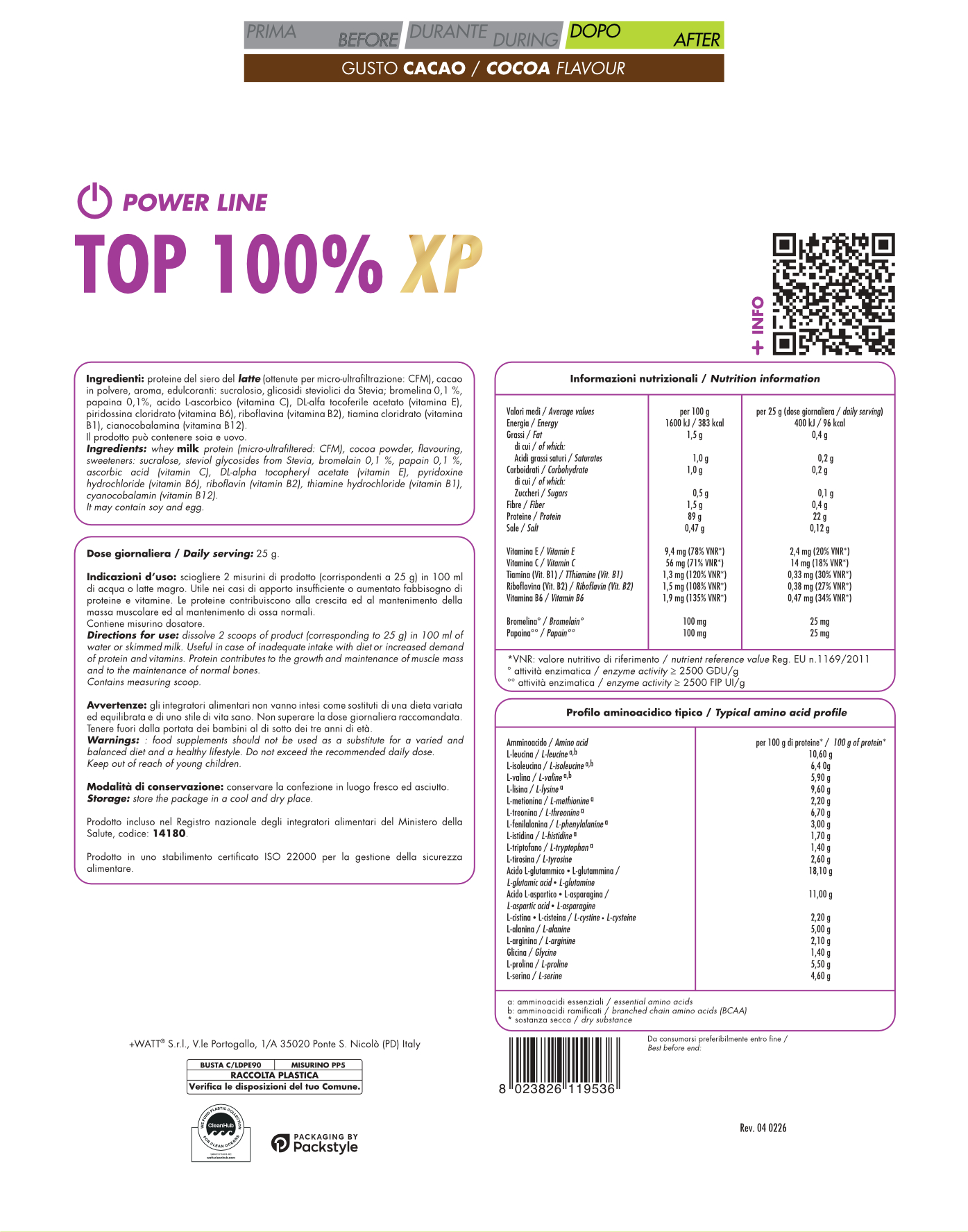 +WATT Power Line Top 100% XP proteine isolate 94%