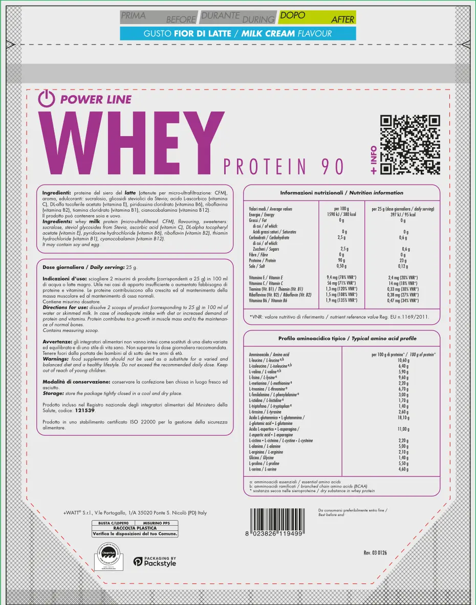 +WATT Power Line Whey Protein 90 proteine whey isolate CFM