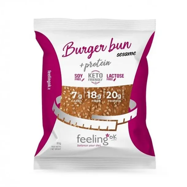 Wellness Food Keto Burger Bun +Protein panino 80 g al sesamo