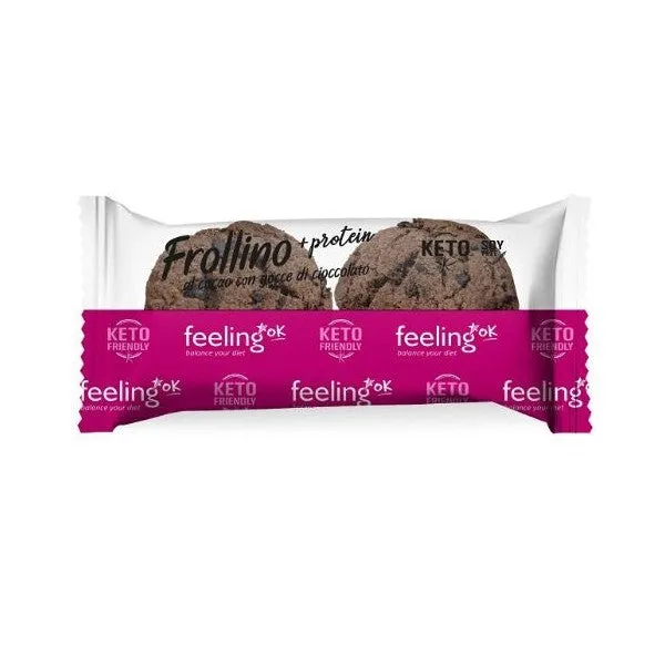 Wellness Biscotti Proteici e senza Zucchero Frollino al Cacao con Goccie di Cioccolato