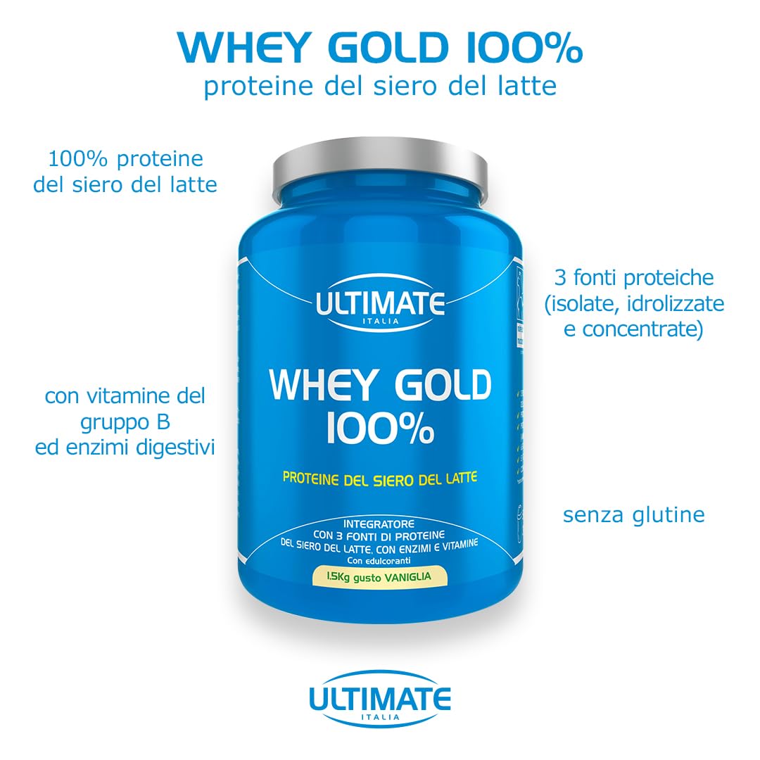 Ultimate Proteine Whey Gold 100% proteine vaniglia 1,5 kg