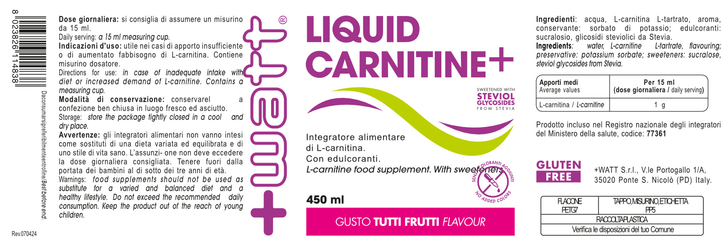 +WATT Wellness Line Liquid Carnitine+ carnitina liquida senza zuccheri