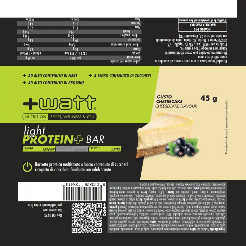 +Watt Power Line Light Protein+ Bar barretta proteica cioccolato