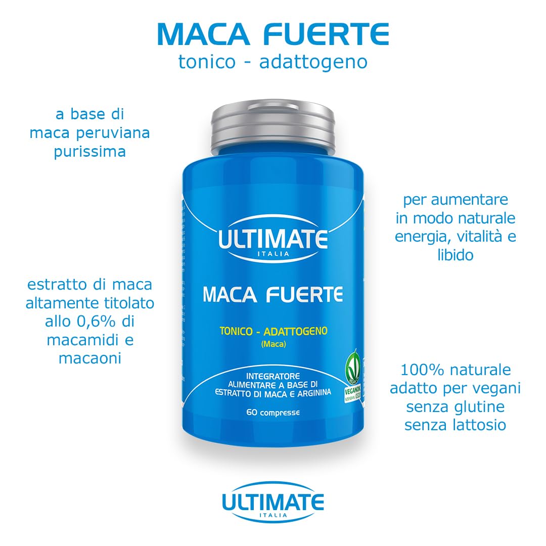 Ultimate Fitoterapici Maca Fuerte integratore in capsule 60 cps, maca e arginina