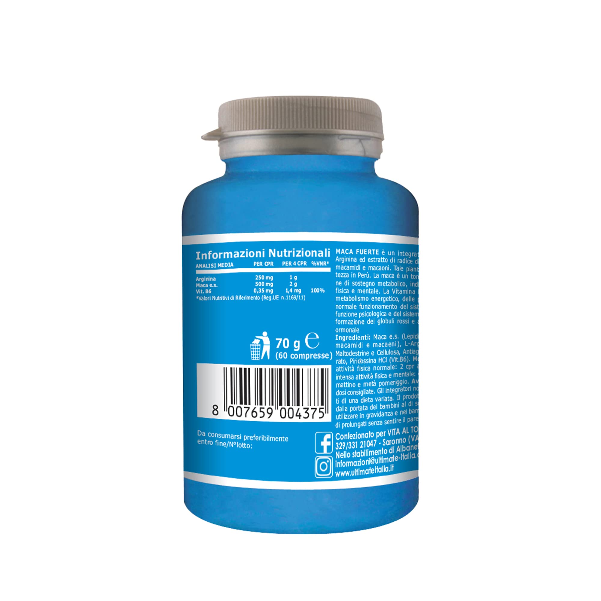 Ultimate Fitoterapici Maca Fuerte integratore in capsule 60 cps, maca e arginina
