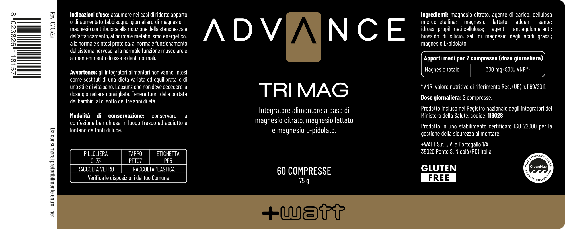 +Watt Advance Care Tri Mag integratore di magnesio in tre forme