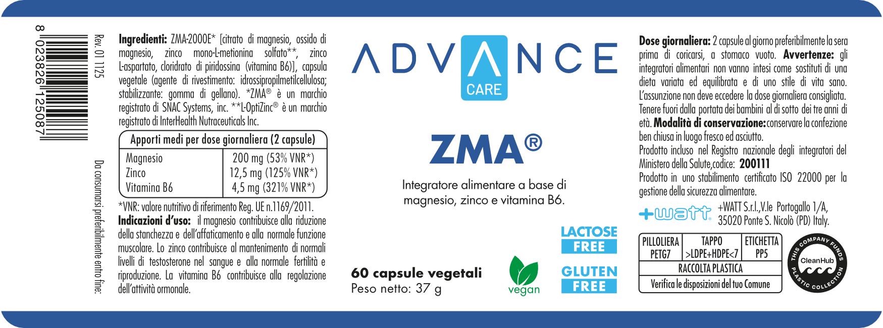 WATT Advance Care ZMA integratore capsule vegetali