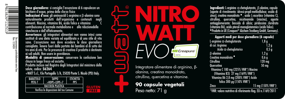 + WATT Power Line Nitrowatt Evo integratore pre-workout