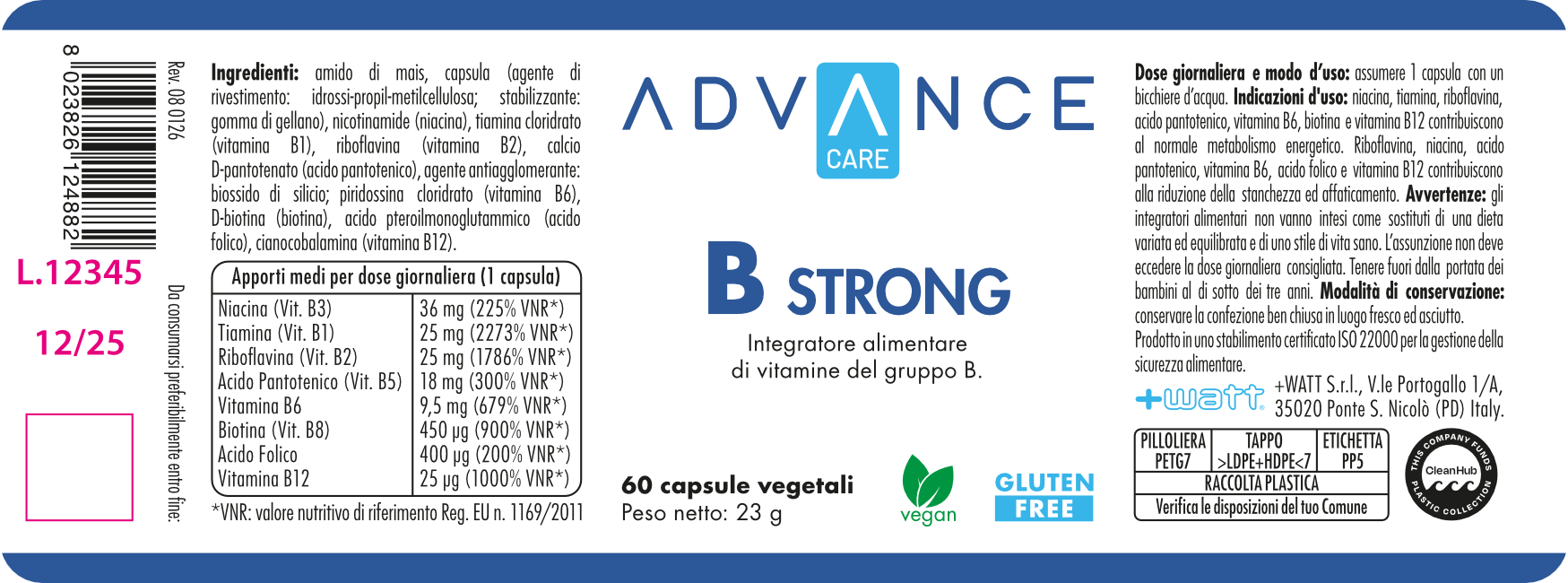 + WATT Advance Care B Strong integratore vitamine del gruppo B