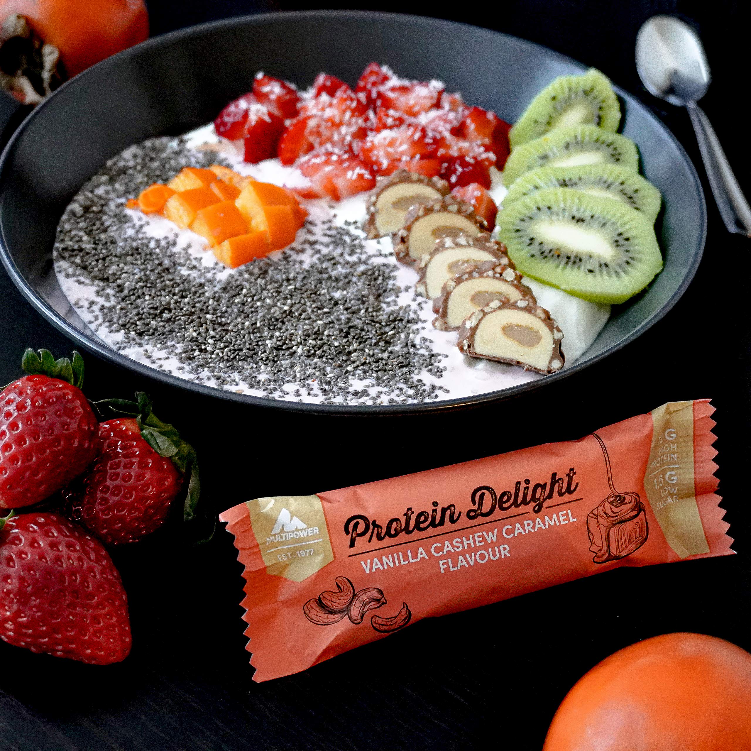 Multipower Protein Delight barretta proteica vaniglia anacardi caramello 18 x 35 g