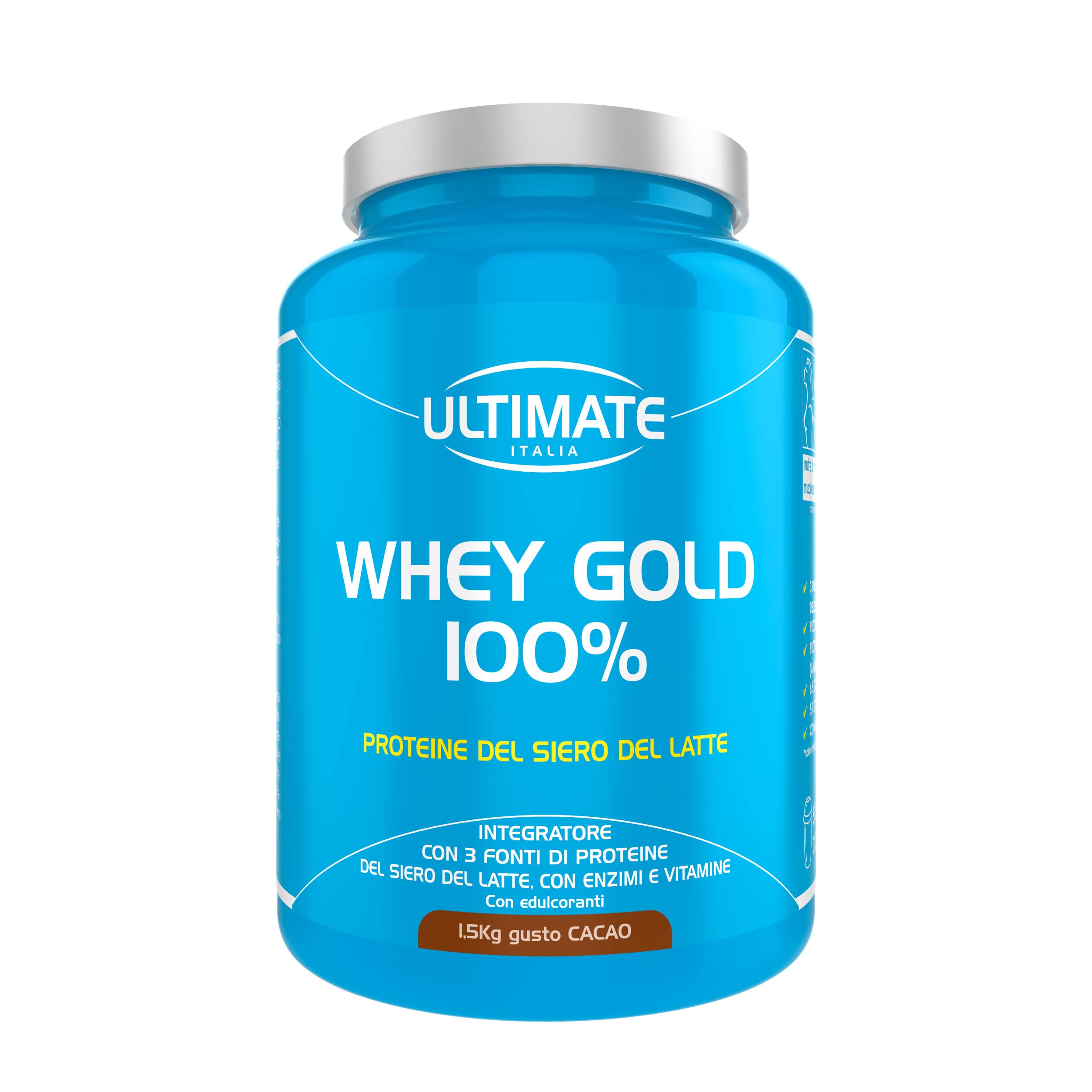 Ultimate Proteine Whey Gold 100% proteine gusto cacao 1,5 kg con vitamina B6