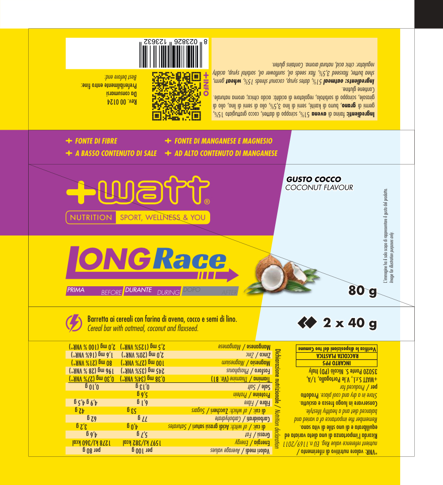 +Watt Endurance Line Long Race barretta energetica 80 g cocco