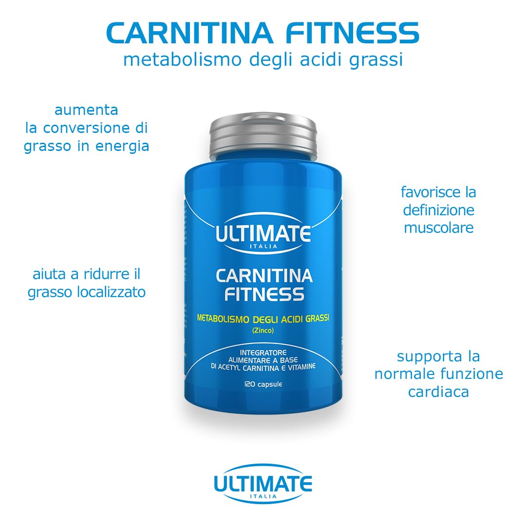 Ultimate Stimolatori Carnitina Fitness capsule 120 pezzi con vitamine e zinco