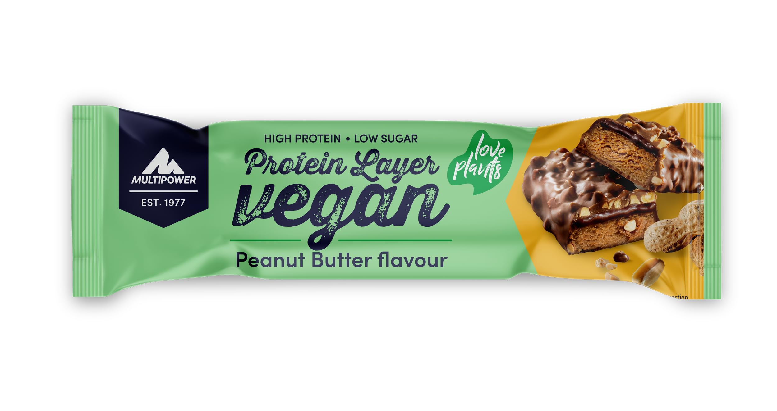 Multipower Protein Layer barretta proteica vegana burro d'arachidi 15 x 55 g