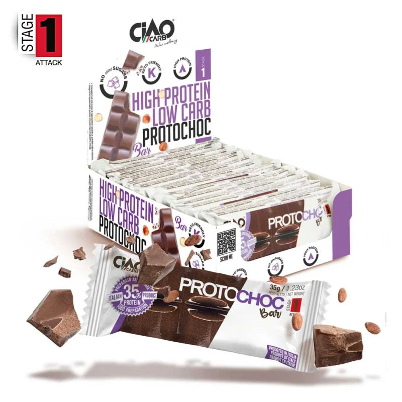 Wellness Biscotti Proteici e senza Zucchero Protochoc Bar tavoletta proteica 35 g cacao fondente