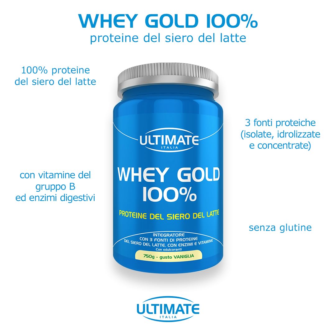 Ultimate Proteine Whey Gold 100% proteine vaniglia 750 g vitamina B6
