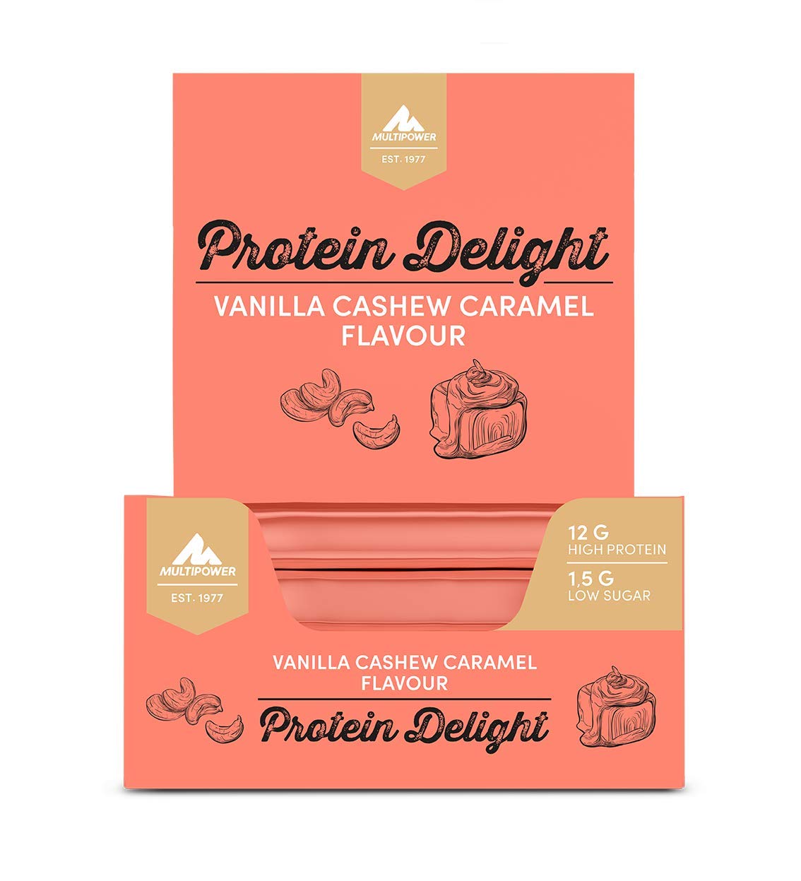 Multipower Protein Delight barretta proteica vaniglia anacardi caramello 18 x 35 g