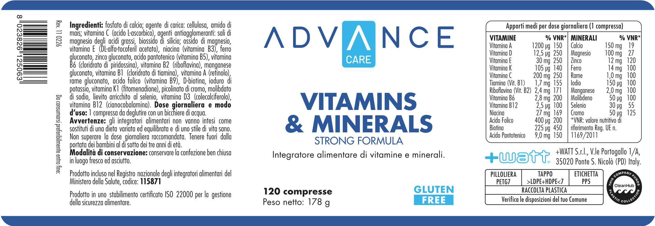 + WATT Advance Care Vitamins&Minerals Strong Formula multivitaminico