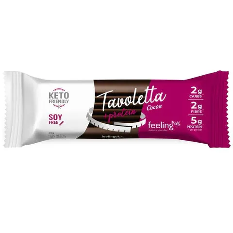 Wellness Biscotti Proteici e senza Zucchero Tavoletta FeelingOk cioccolato 20 g con nocciole