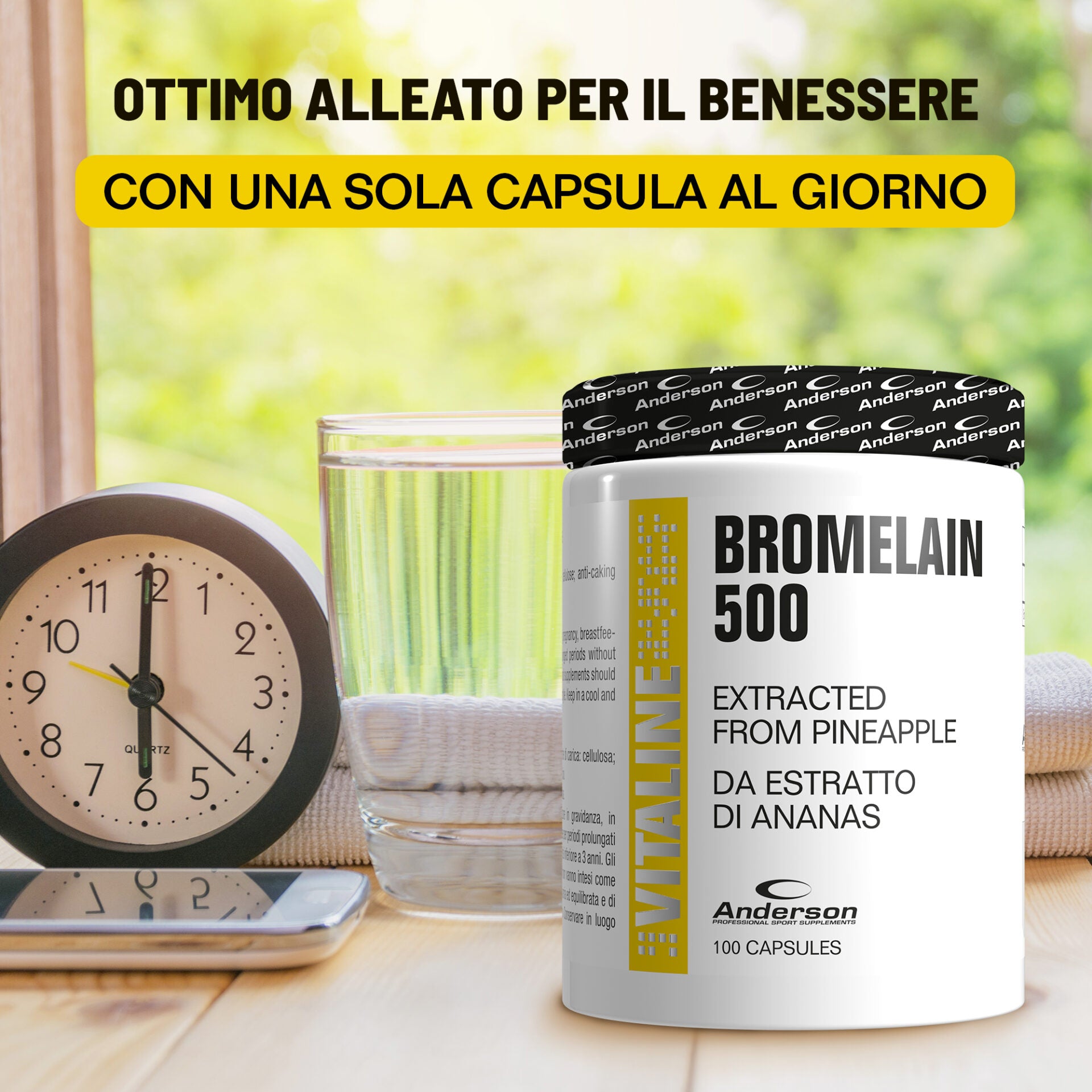 Wellness Benessere dello Stomaco Bromelina 500 integratore per la digestione
