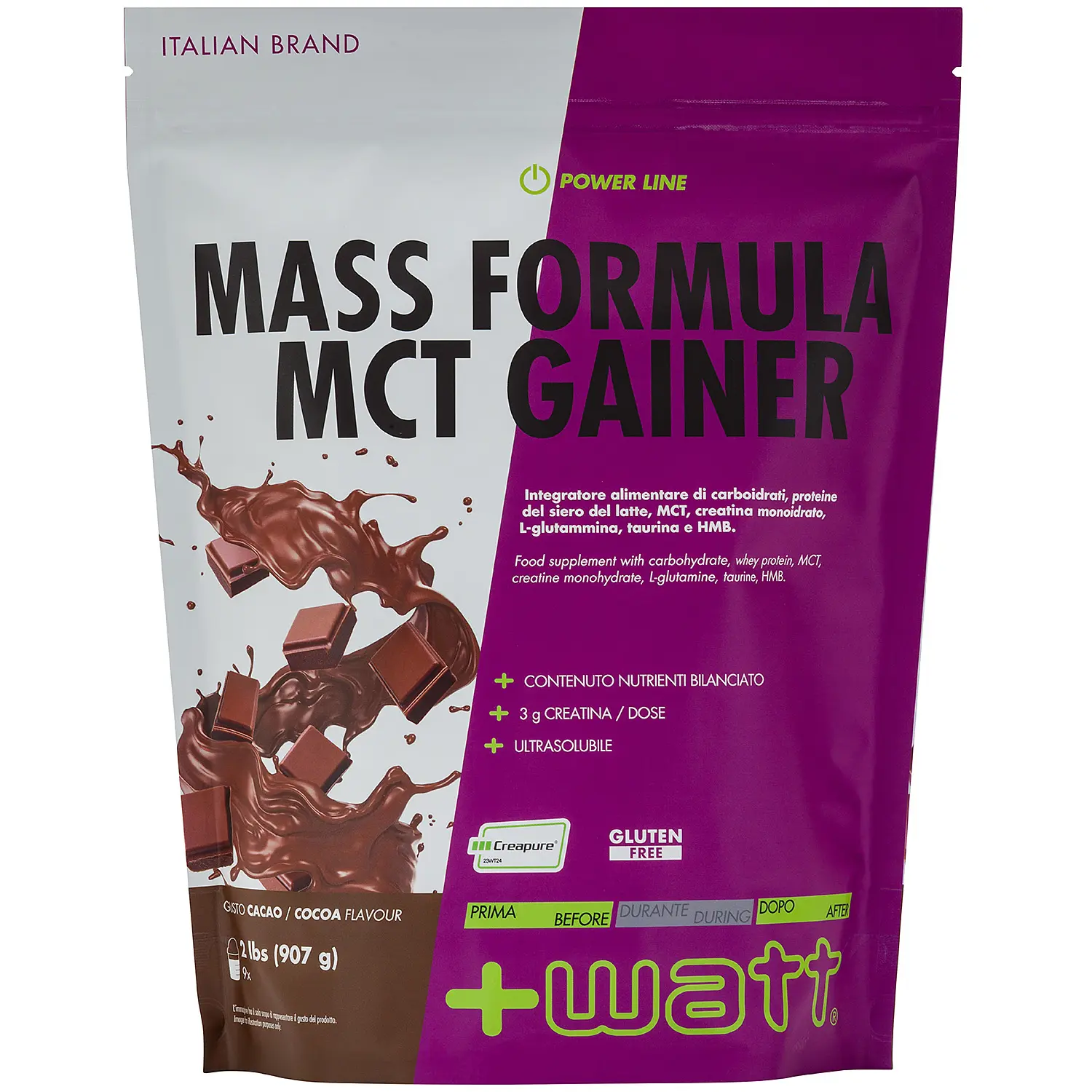 +Watt Power Line MASS FORMULA MCT Gainer gainer con MCT