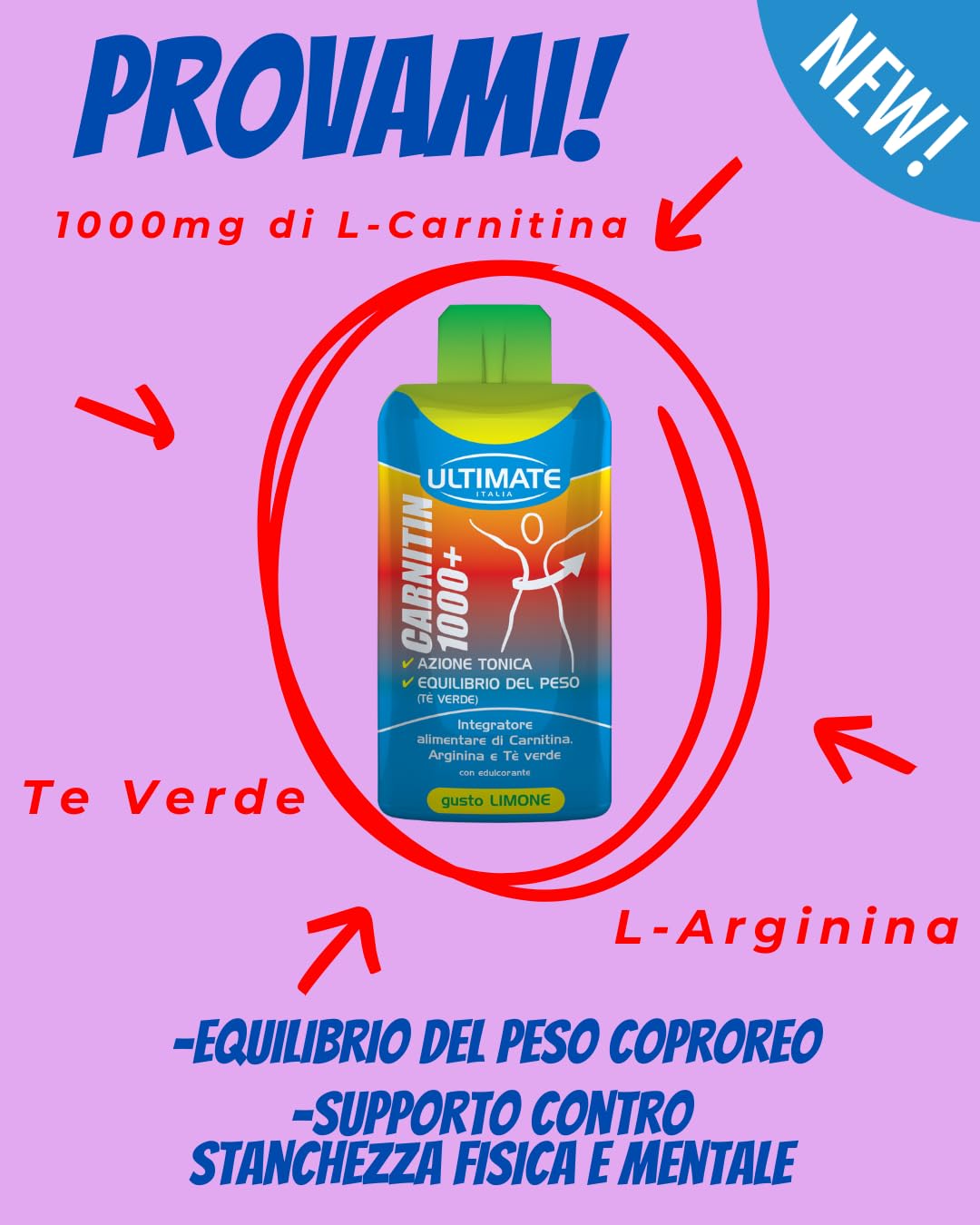 Ultimate Stimolatori Carnitin 1000+ integratore carnitina limone 24 x 25 ml