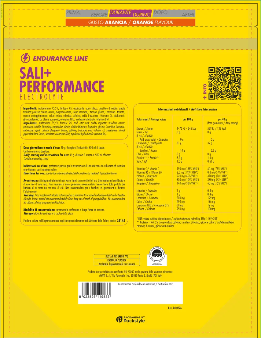+ WATT Endurance Line Sali+ Performance Electrolyte integratore per sport