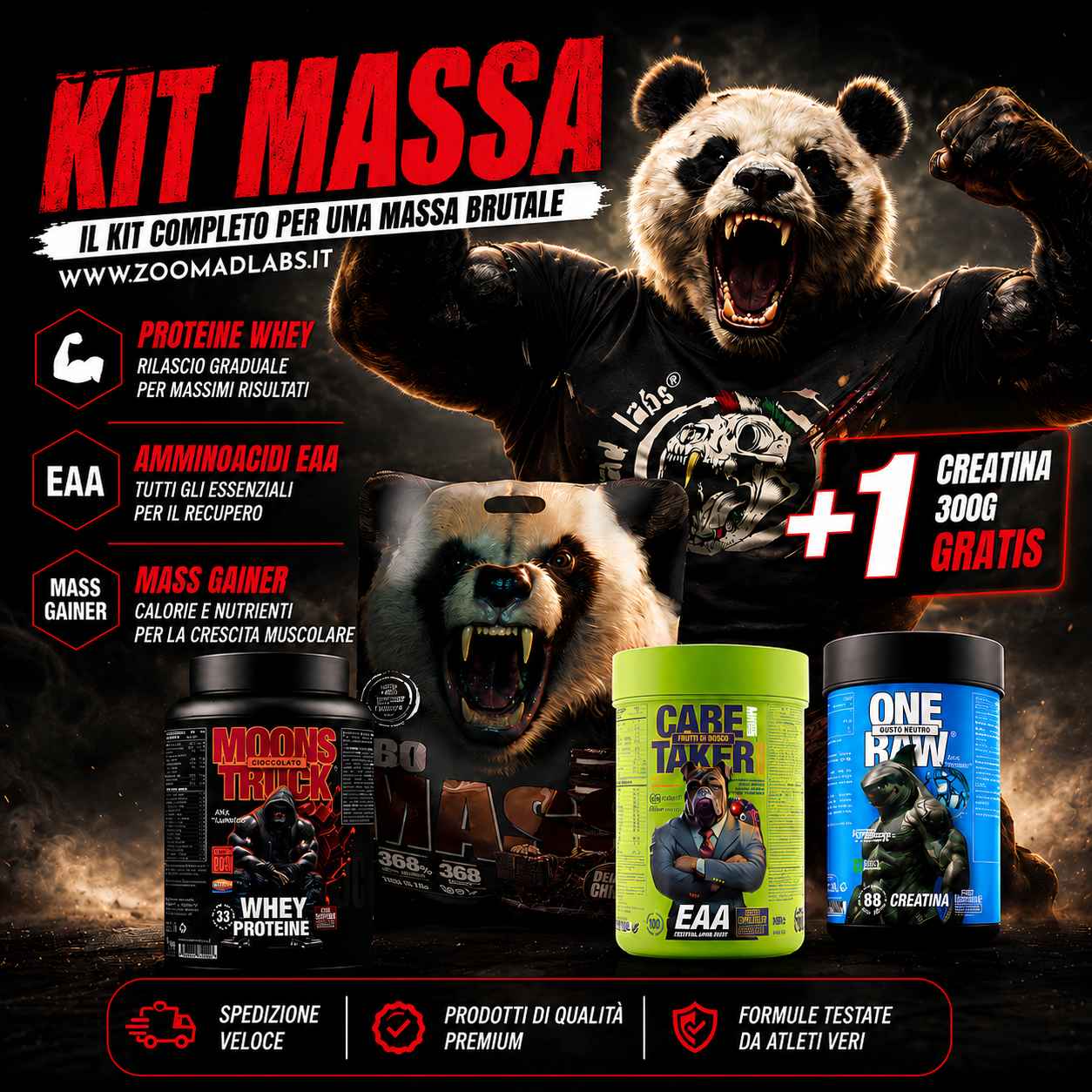 Zoomad KIT INTEGRATORI KIT MASSA kit proteine e aminoacidi