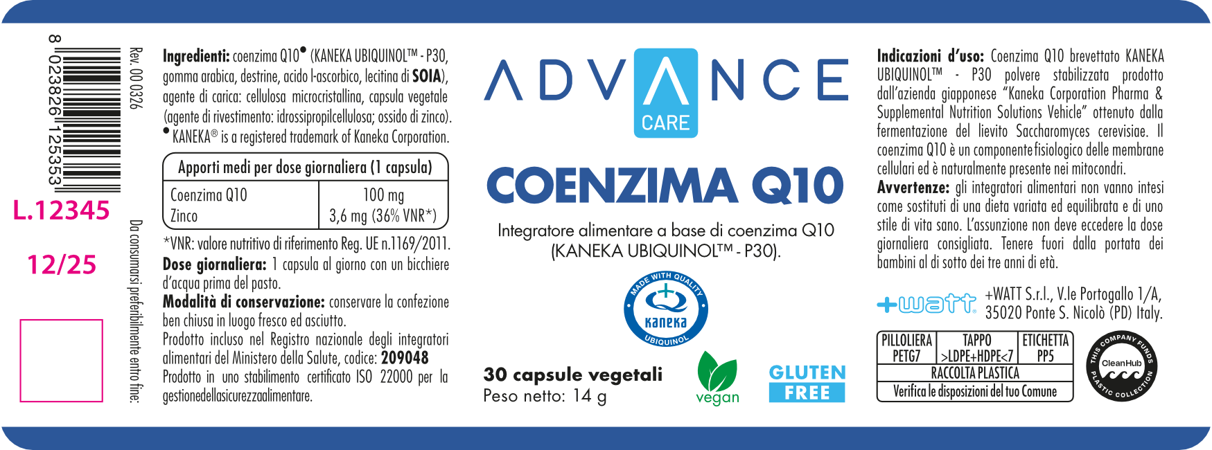 +Watt Advance Care Coenzima Q10 integratore ubiquinolo