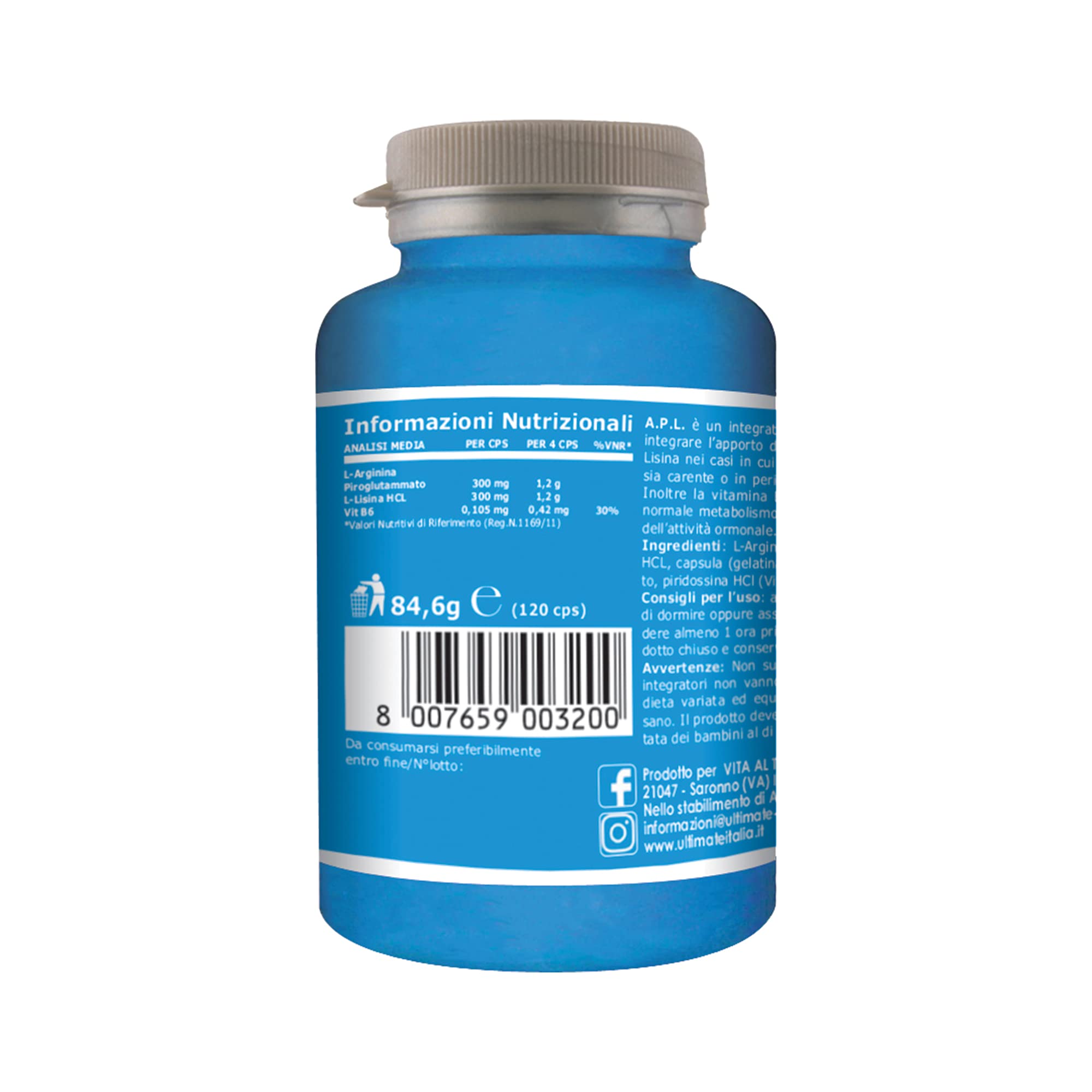 Ultimate Aminoacidi A.P.L. integratore 120 compresse con vitamina B6
