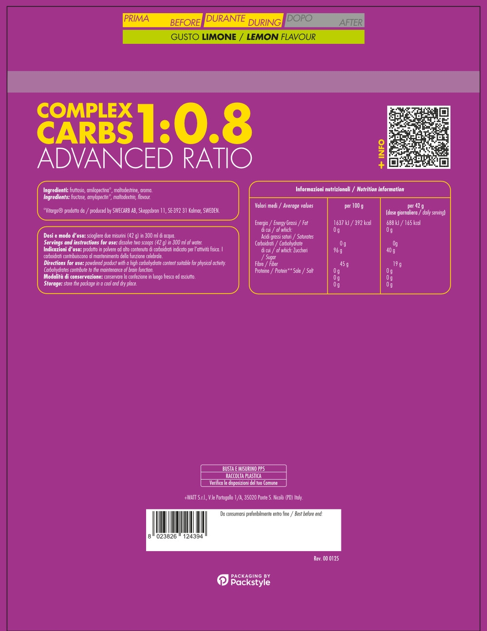 WATT Endurance Line Complex Carbs Advanced Ratio 1:0,8 carboidrati