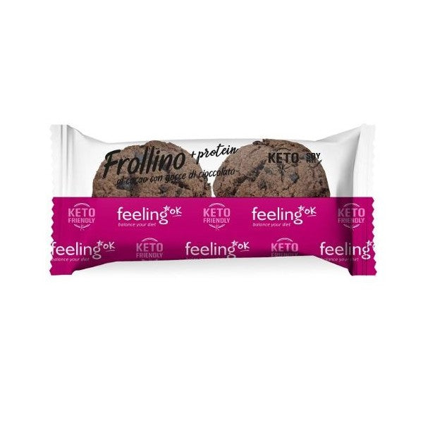 Wellness Biscotti Proteici e senza Zucchero Frollino al Cacao con Goccie di Cioccolato