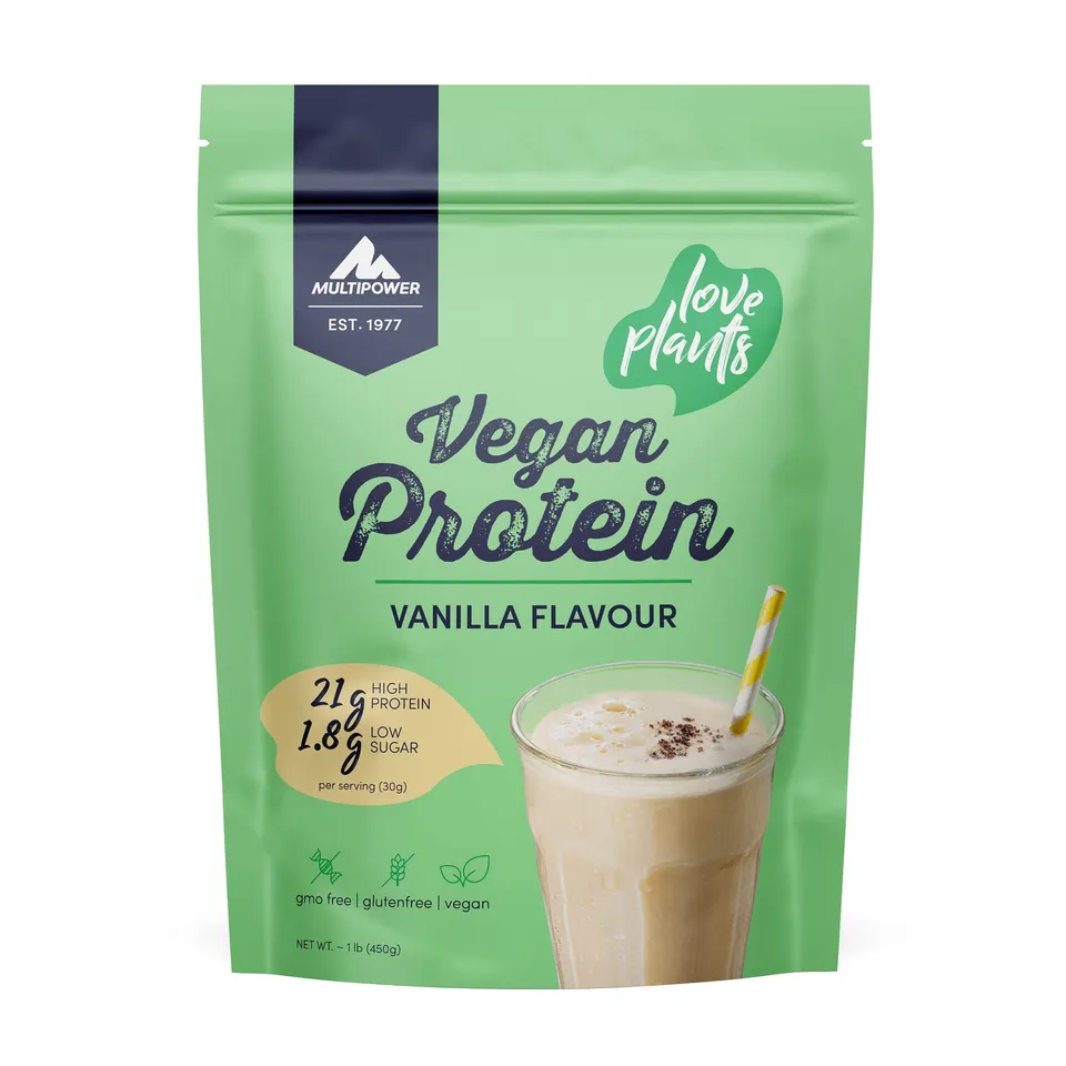 Multipower 100% Vegan Protein proteine vegane vaniglia 450 g a basso contenuto di zuccheri