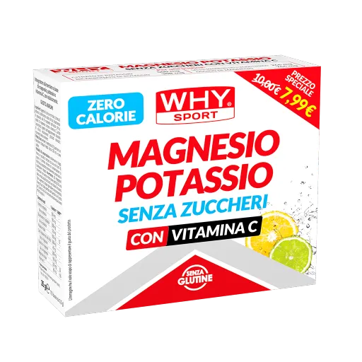 WHY SPORT Energetici MAGNESIO POTASSIO SENZA ZUCCHERI AGRUMI integratore 10 bustine