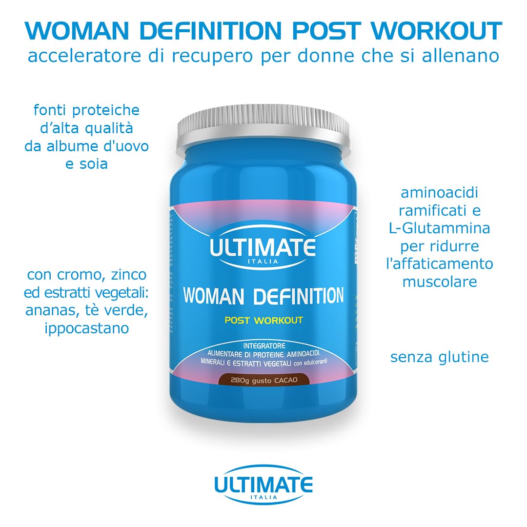 Ultimate Proteine Woman Definition Post Workout cacao 280 g senza glutine