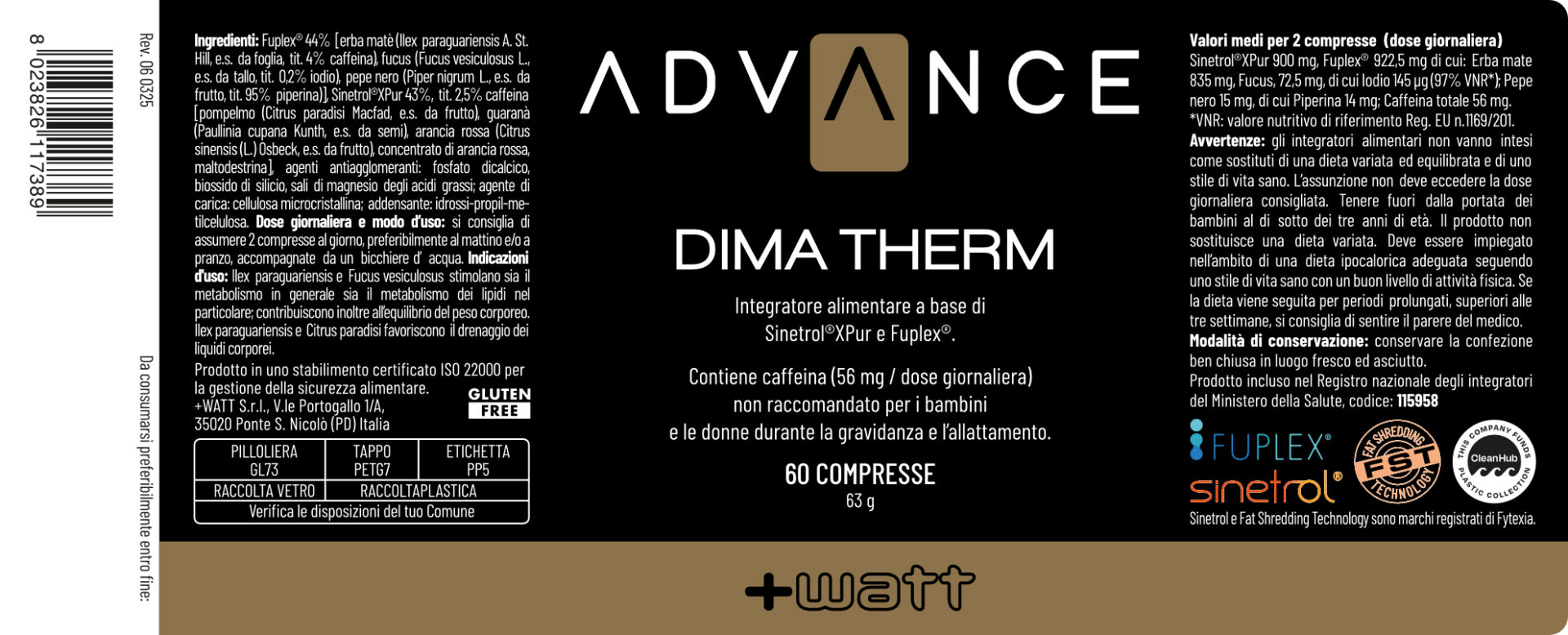 +Watt Advance Care Dima Therm integratore per metabolismo e peso