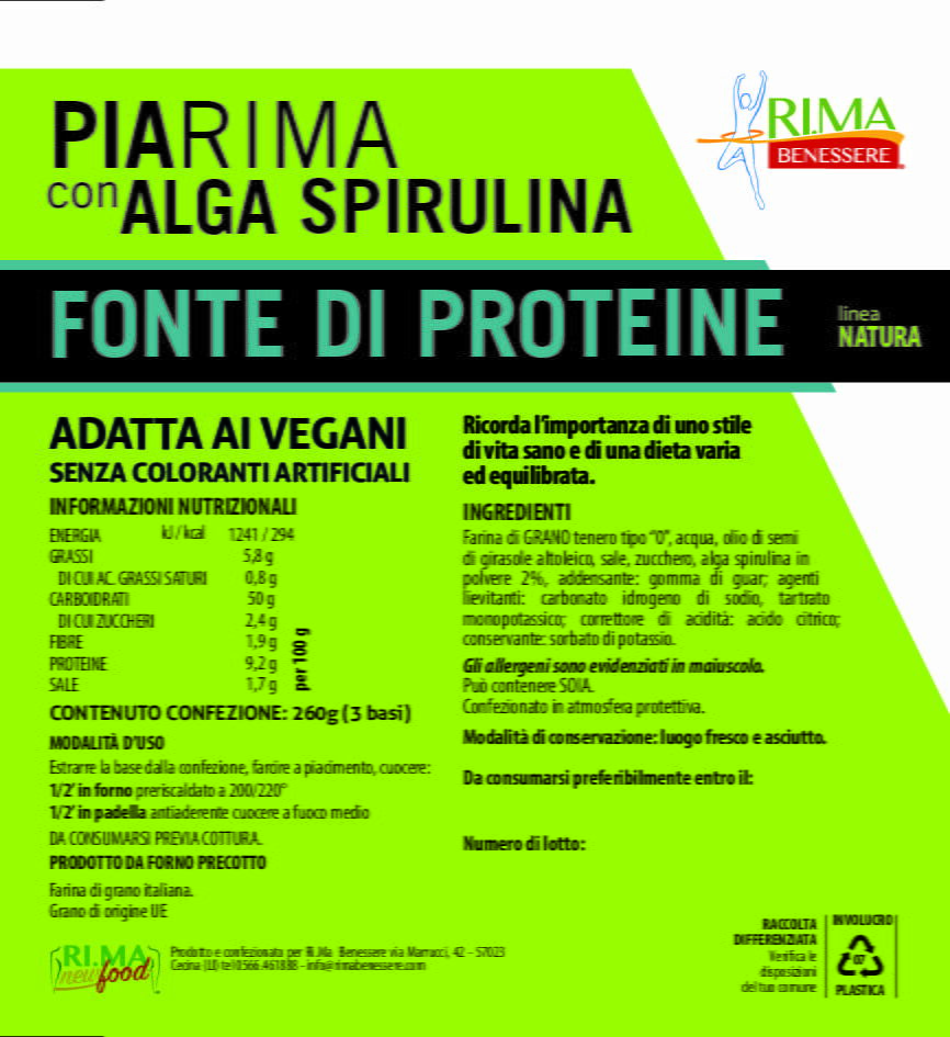 NEWTRITIONS Pane e prodotti da forno Piadina Fit piadina Spirulina 260 g