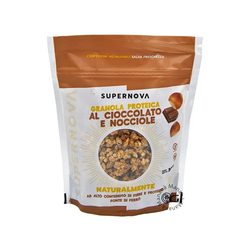 Wellness Muesli/Granola Granola Proteica senza glutine Cioccolato e Nocciole 300 g fibre