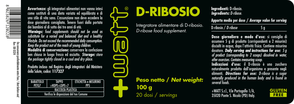 WATT Power Line D-Ribosio integratore 100% puro gusto neutro