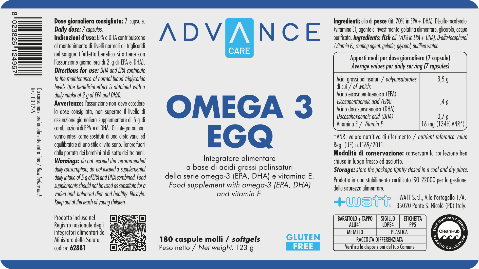 + WATT Wellness Line Omega 3 EGQ integratore omega 3