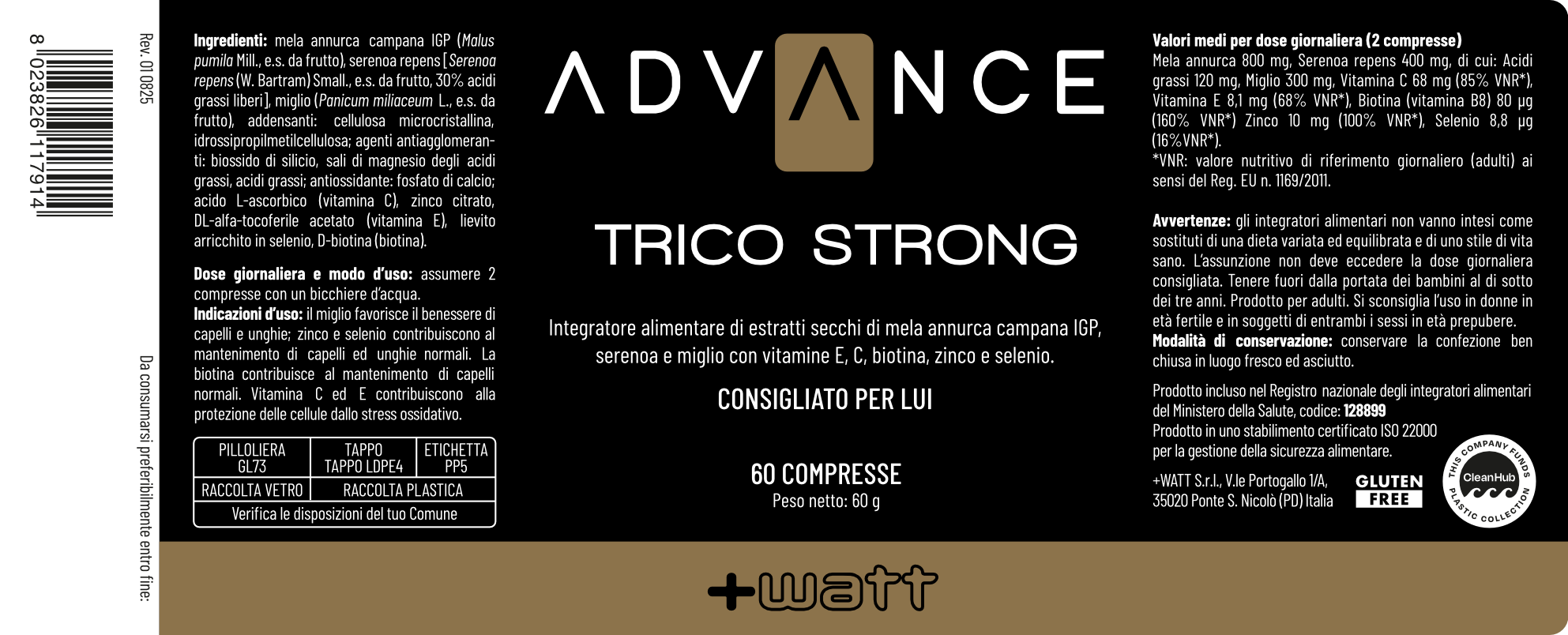 +WATT Advance Line Trico Strong integratore capelli uomo