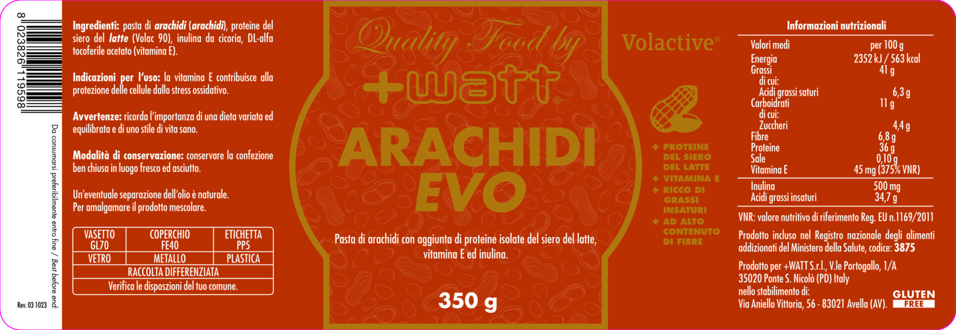 +WATT Quality Food Arachidi Evo crema spalmabile proteica senza zuccheri