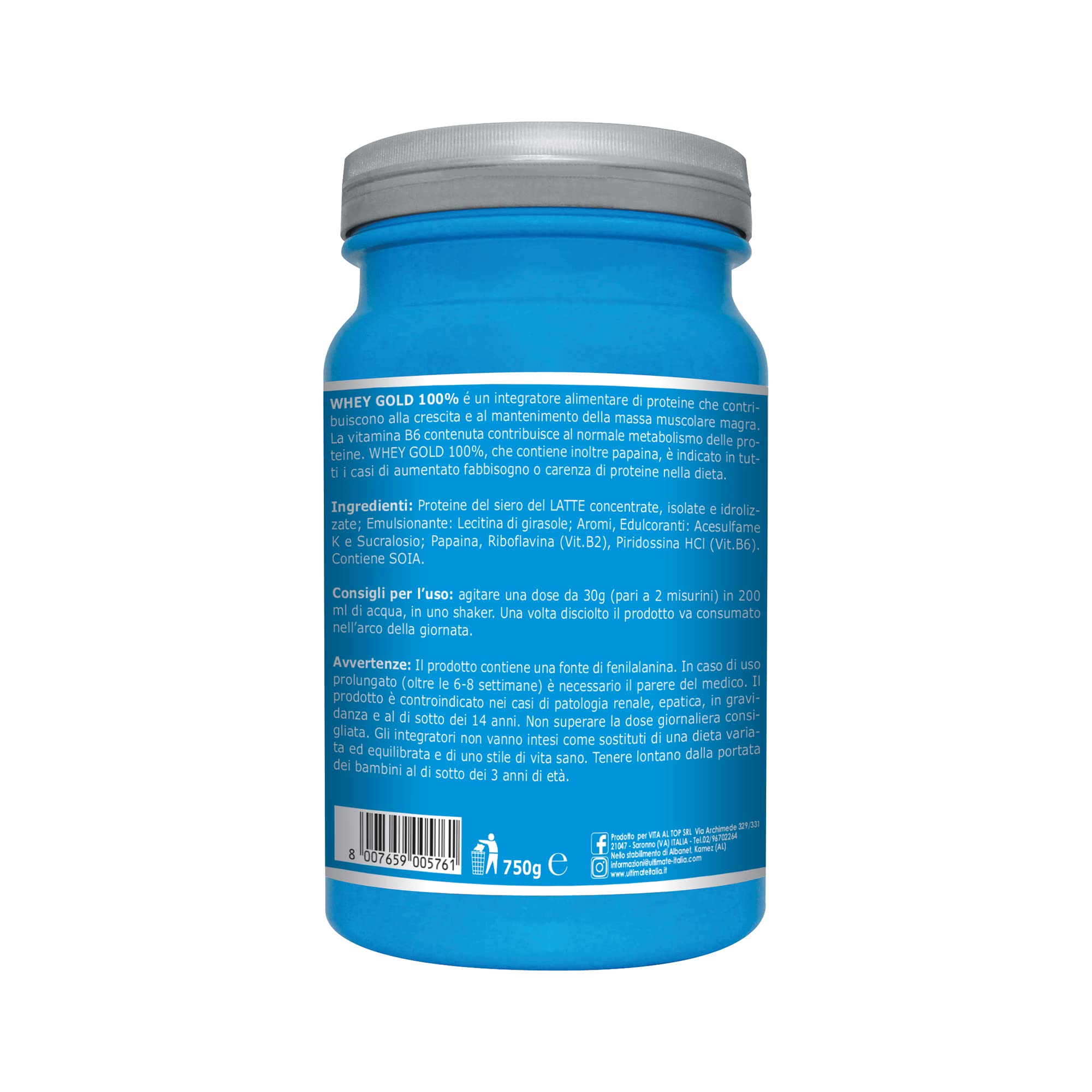 Ultimate Proteine Whey Gold 100% proteine gusto banana 750 g con vitamina B6