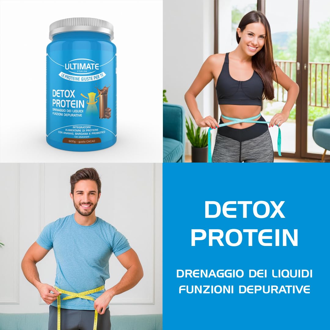 Ultimate Proteine Detox protein proteine cacao 600 g con ananas e bardana