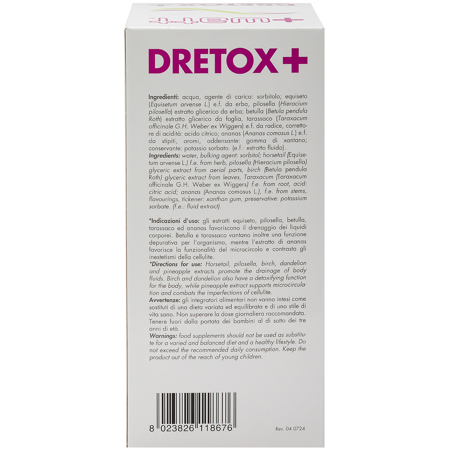 +Watt Wellness Line Dretox+ integratore liquido drenante agrumato