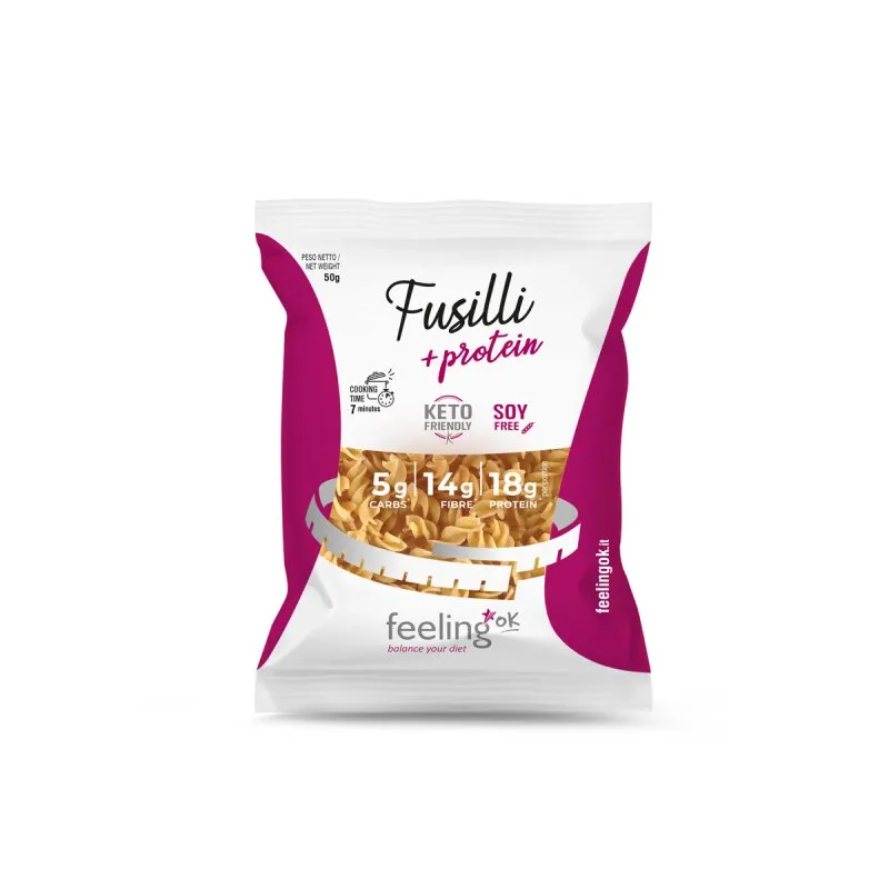 Wellness Food Keto Fusilli Keto 50 g pasta proteica a basso contenuto di carboidrati