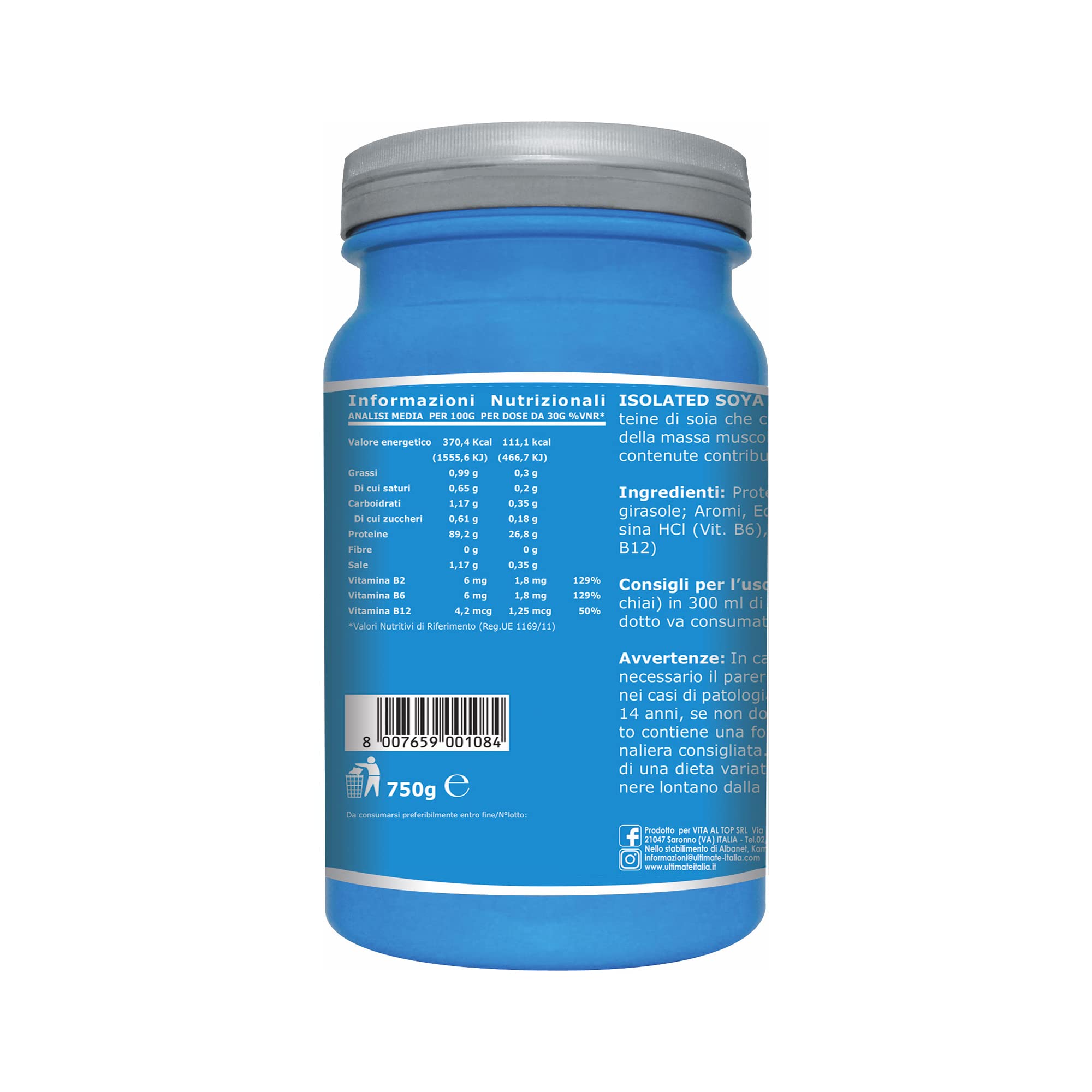 Ultimate Proteine Isolated Soya Protein proteine Vaniglia 21 porzioni vegane