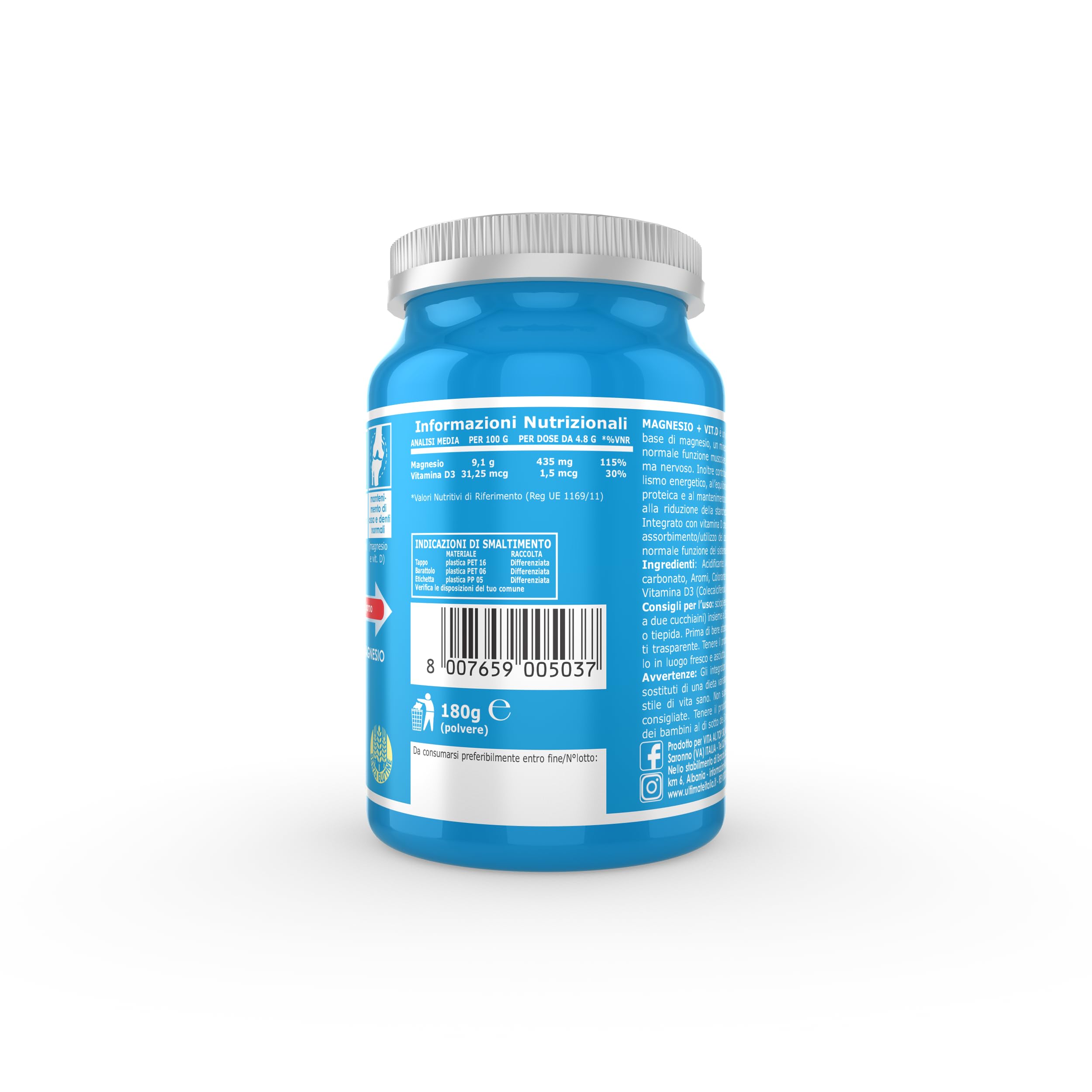 Ultimate Vitamine e minerali Magnesio + Vit. D integratore arancia 180 g