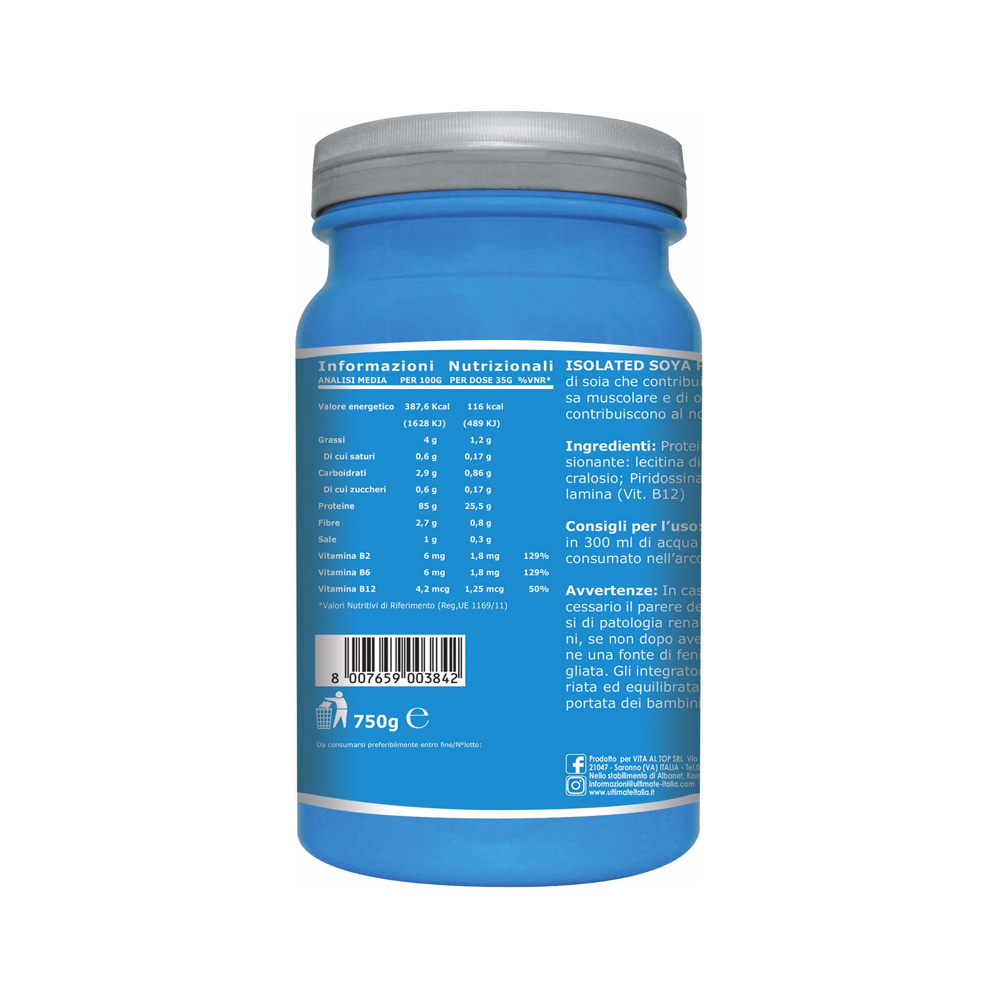 Ultimate Proteine Isolated Soya Protein proteine Cacao 21 porzioni vegane